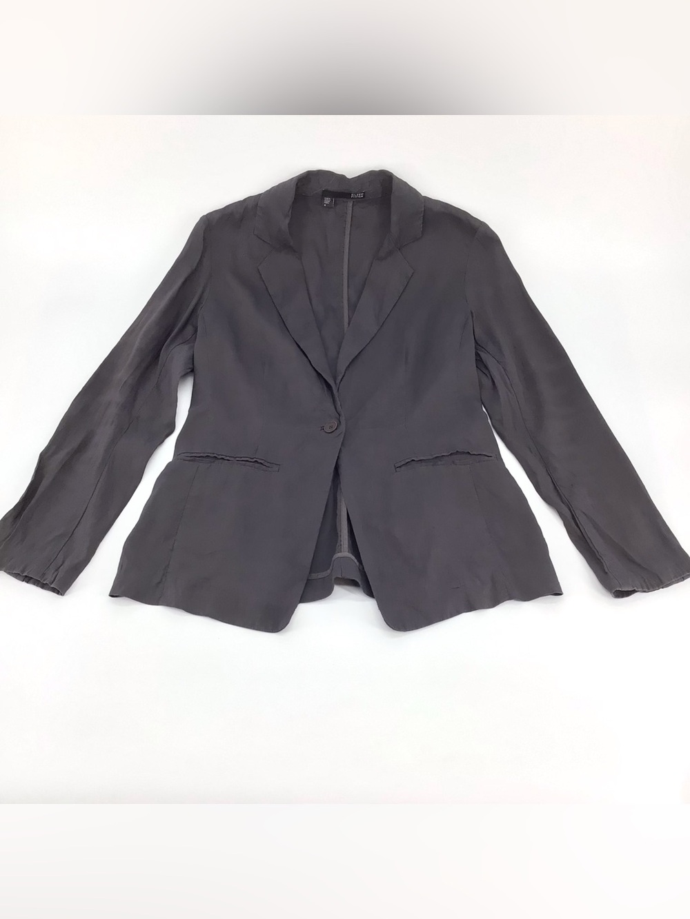 Eileen Fisher Women's Lightweight Charcoal Gray Long Sleeve Blazer Size 4